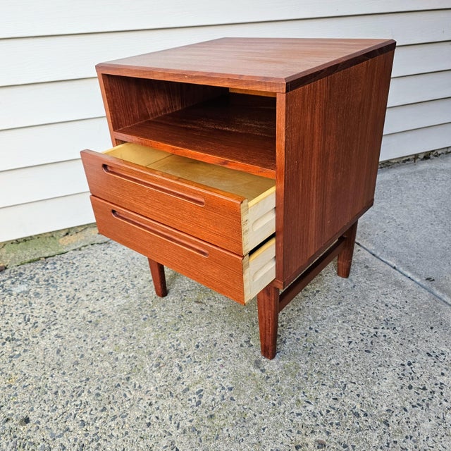 1950s Nils Jonsson Attribution 2 Drawer Teak Nightstand by Hnj For Sale - Image 9 of 10