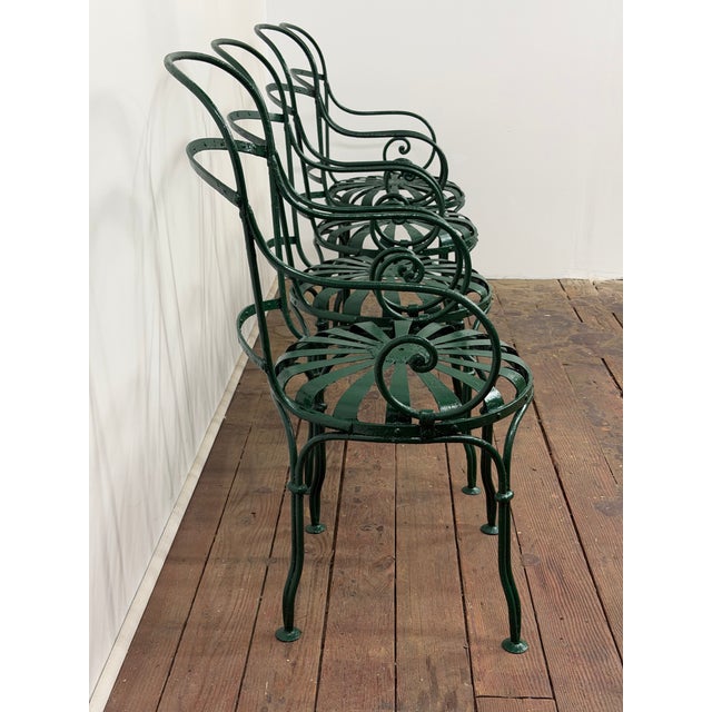 Francois Carre Francois Carre Iron Sunburst Garden Chairs, Set of Four For Sale - Image 4 of 18
