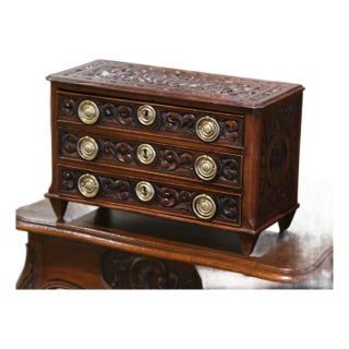 Mid-19th Century French Louis XVI Carved Jewlery Box With Three Drawers For Sale
