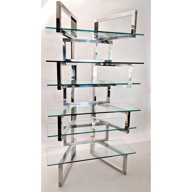 Metal 1970's Mid Century Modern Italian Chrome Expanding Etagere For Sale - Image 7 of 12