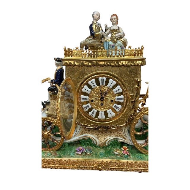 Antique Franz Hermle Monumental Capodimonte Style Vienna Porcelain Sculpted Mantel Clock/Centerpiece For Sale - Image 16 of 17