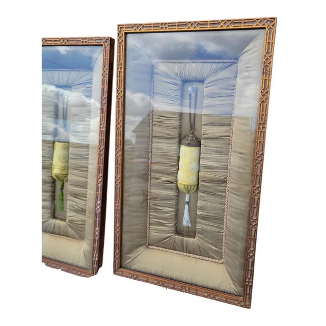 Textile Pair Decorative Framed Wall Art Handmade Textile Tassel Design Signed by Artist For Sale - Image 7 of 11