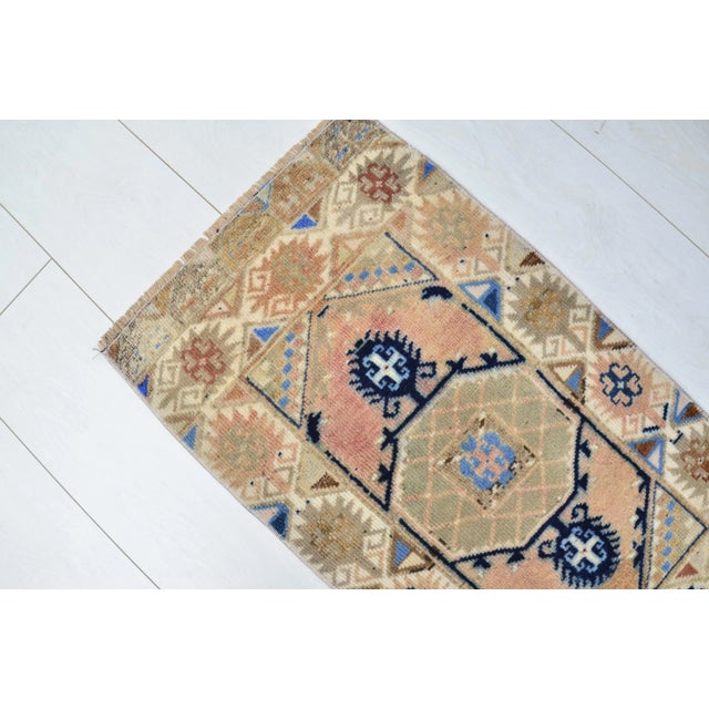 Turkish 1960s Turkish Pastel Multicolored Oushak Door Mat For Sale - Image 3 of 6