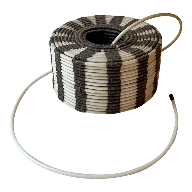 Late 20th Century Vintage Artist Made Fiber Art Woven Sculpture in Grey and White With Cord For Sale