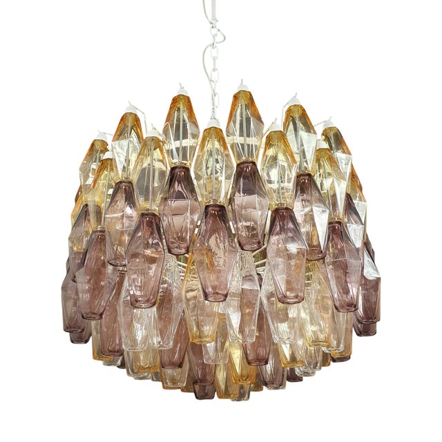 Art Deco Style Polyhedron Murano Glass Chandelier in the style of Venini, 1960s For Sale
