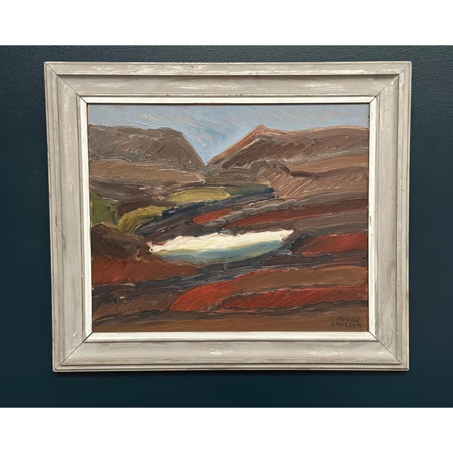 Original Vintage Swedish Oil on Panel – “Rustic Landscape” by Thage Carlson – Signed – Framed – 72 × 61 cm (28.3" × 24")...