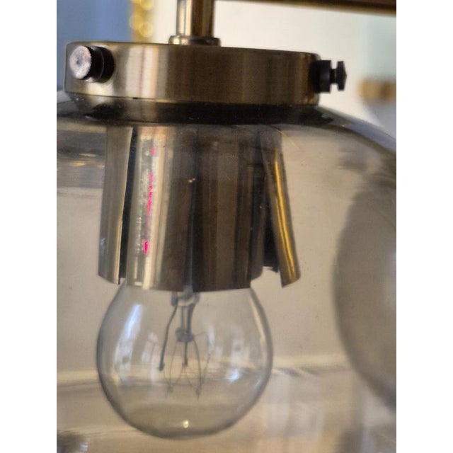 Scandinavian Modern Chandelier in Brass and Grey Glass by Holger Johansson, 1970s For Sale - Image 10 of 17