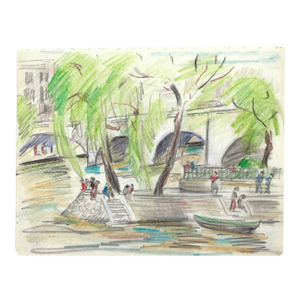 1950s Grace Spongberg Square Du Vert-Galant Parisian Cityscape