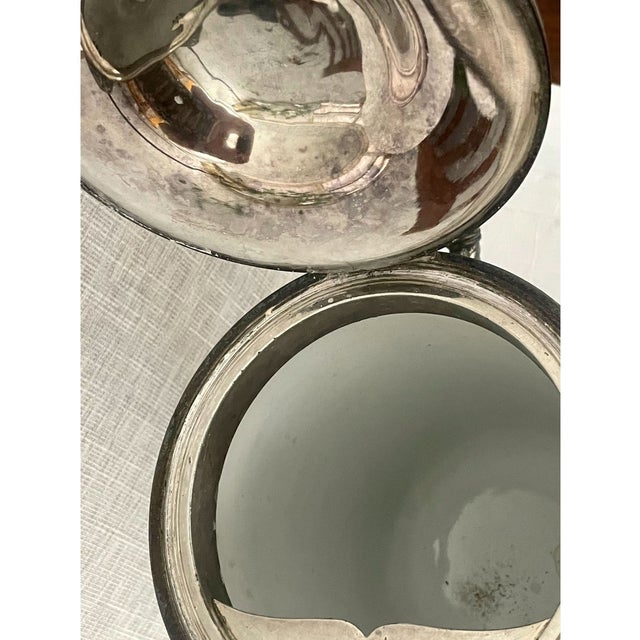 Mid 19th Century Antique Meriden Silver-Plated Insulated Pitcher 12" – Quadruple Plate 1868 Ceramic Lined Victorian Carafe With Floral Details For Sale - Image 5 of 10