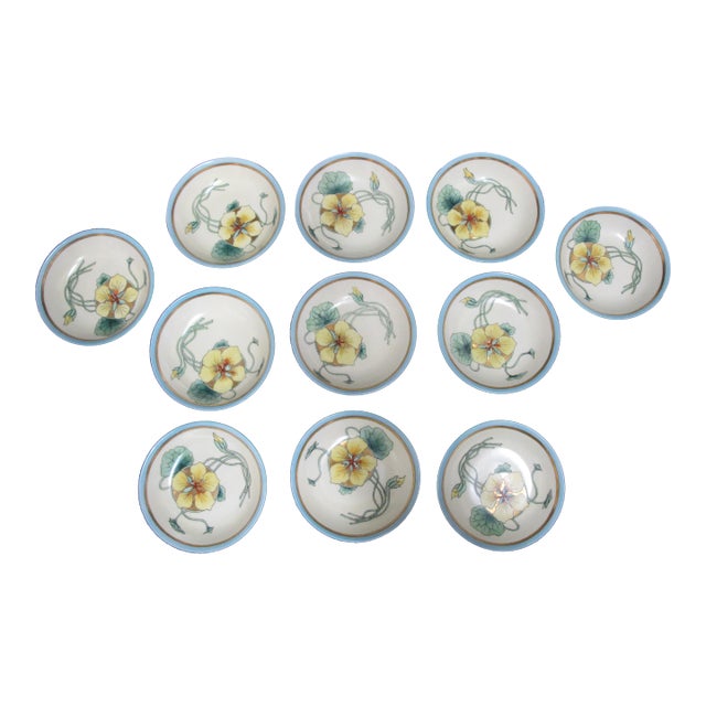 T&v Limoges France Art Nouveau Yellow & Gold Flower Small Bowl or Saucer Set For Sale