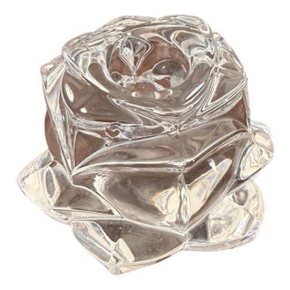 Vintage Gorham Rose Petal Full Lead Crystal Candlestick, West Germany-Original Box For Sale