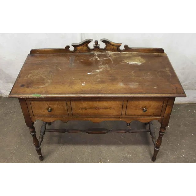 Rustic Antique Traditional 4 Ft Wood Console Table For Sale - Image 3 of 10