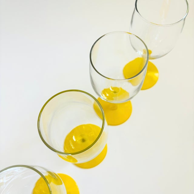 Yellow Stem Wine Glasses - Set of 4 For Sale In San Francisco - Image 6 of 6