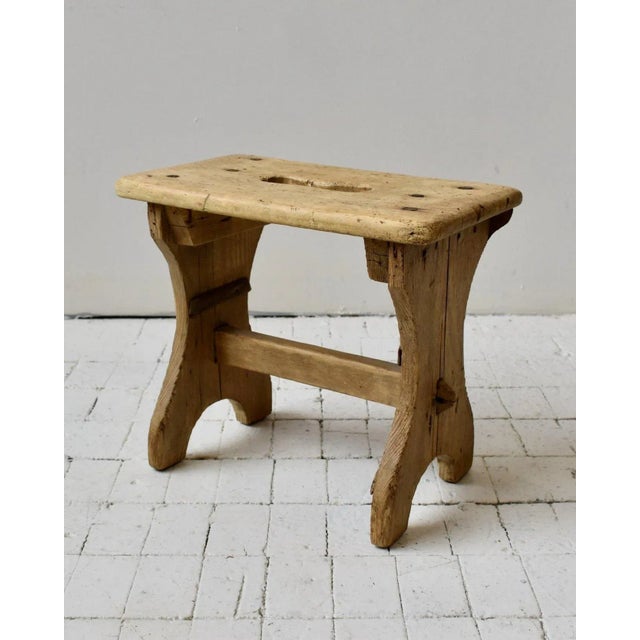 Vintage Natural Pine Primitive / Farmhouse Stool, Circa 1920s For Sale - Image 4 of 13