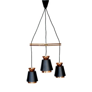Mid-Century Scandinavian Copper 3-Light Pendant, Norway, 1960s For Sale