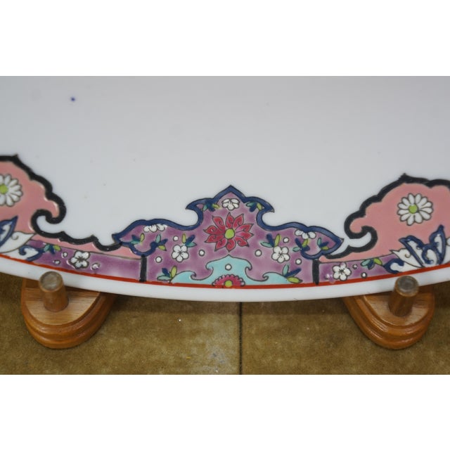 Mid 19th Century Antique Chinese Famille Rose Imari Phoenix Pheasant Plate Dish Charger 12" For Sale - Image 5 of 12