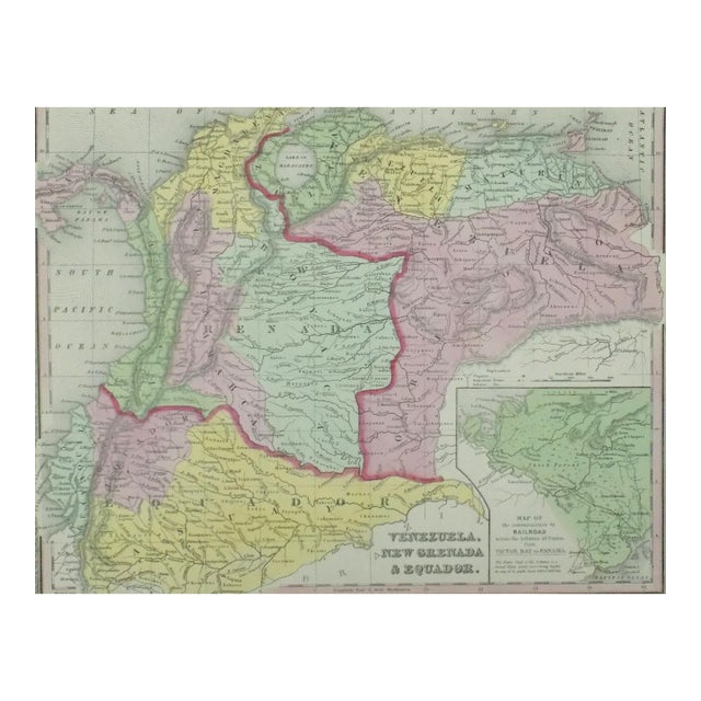 Venezuela, New Grenada & Equador, Original Map by Cowperthwait, 1850 For Sale