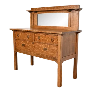 Stickley Brothers Antique Mission Tiger Oak Arts & Crafts Sideboard or Bar Cabinet, Circa 1900