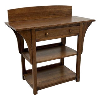 Mission 2 Drawer and Open Shelves Sideboard / Console Table - Walnut For Sale