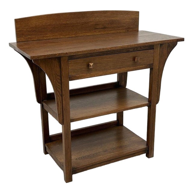Mission 2 Drawer and Open Shelves Sideboard / Console Table - Walnut For Sale