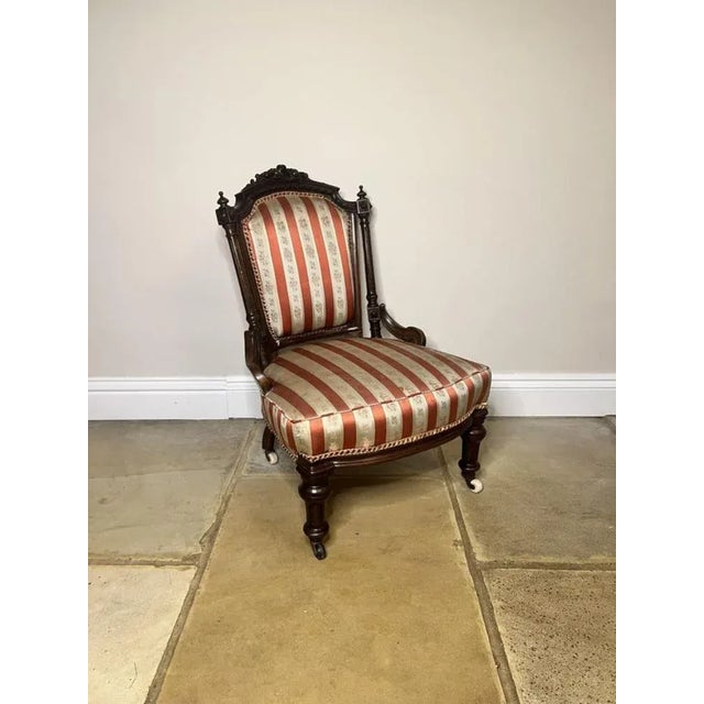 Victorian Carved Walnut Ladies Chair, 1860s For Sale - Image 3 of 10