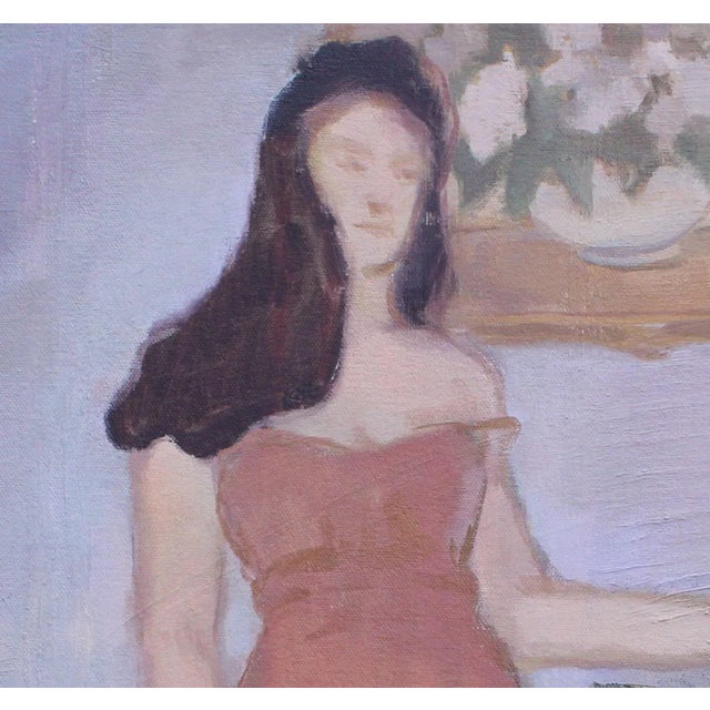Mid-Century Modern Woman Painting on Canvas by Michelle Farro For Sale - Image 3 of 6