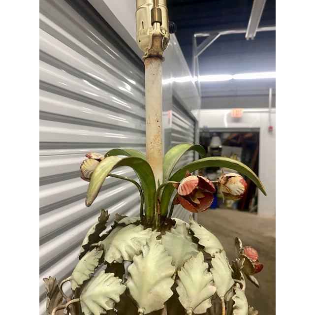 1960s Tole Painted Metal Table Lamp For Sale - Image 4 of 12