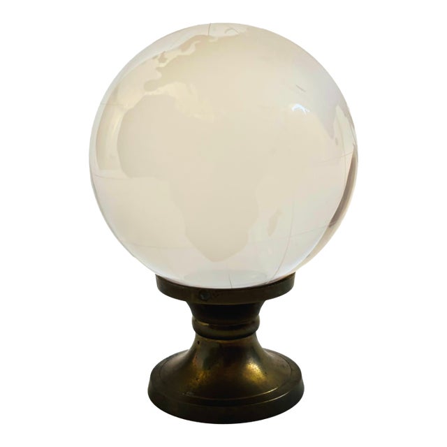 Vintage Glass Globe on Brass Stand For Sale