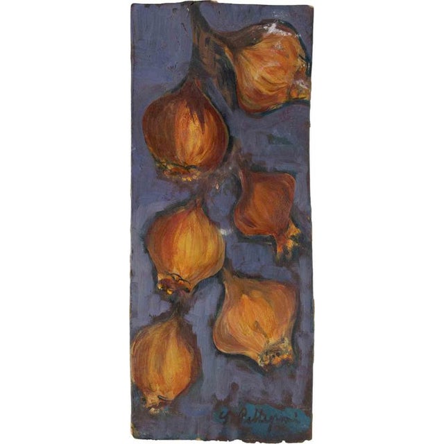 Sirio Pellegrini, Onions, 1960s, Oil Painting on Wood Panel For Sale