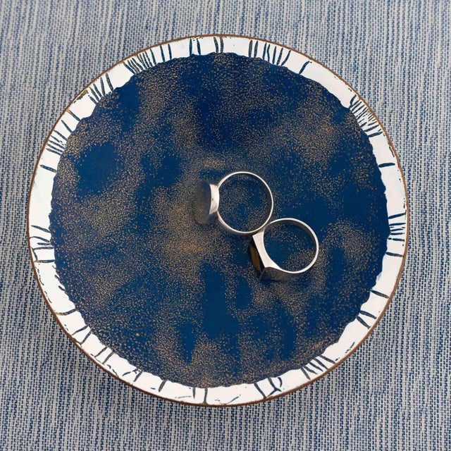 Vintage Hand-Painted Enamel Catchall Dish For Sale - Image 4 of 12