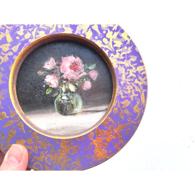 Framed Original Floral Painting Golden Antique Style Wall Decor by Valeriya Serova For Sale - Image 6 of 8