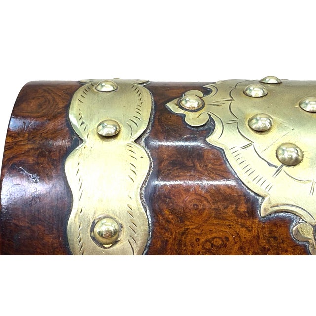An Extremely Good Quality Mid 19th Century, Victorian, Burr Walnut Stationary Box, with Profuse Original Brass Bound...