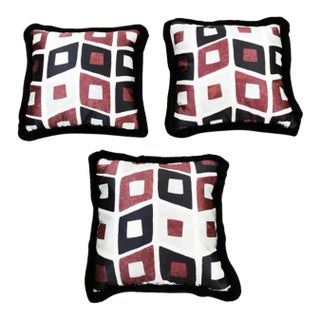 Dedar Satin Fabric and Velvet on the Back Hand Made Pillows - Set of 3 For Sale