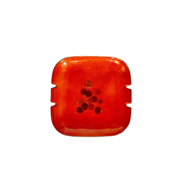 Mid-Century Modern 1960s Enameled Metal and Teak Cigarette Box and Ashtray For Sale - Image 3 of 5