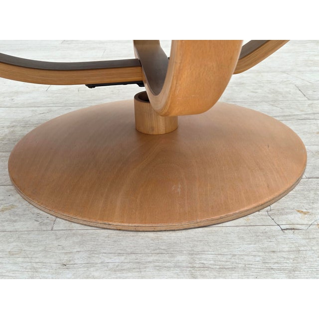 Scandinavian Swivel Armchair in Leather and Bentwood, 1980s For Sale - Image 11 of 18