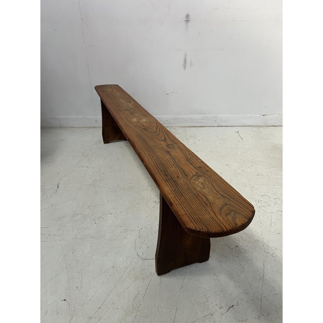 Farmhouse Table Bench in Elm For Sale - Image 3 of 12