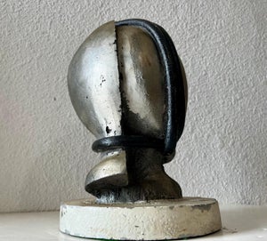 George Nama, Mod Brutalist Abstract Metal & Painting Heavy Sculpture Bust George Nama, 1973