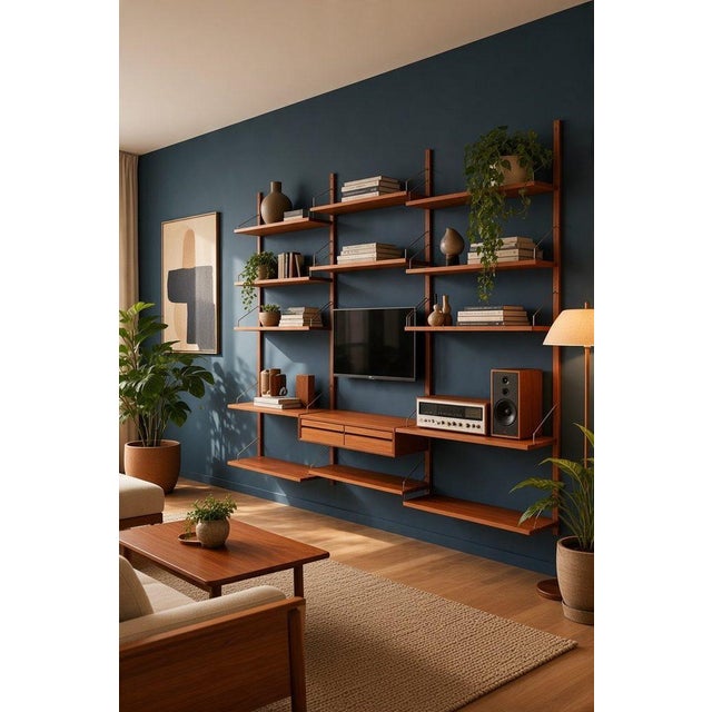 Large Wall-Mounted Shelving System in Teak by Poul Cadovius for Cado, 1960s For Sale - Image 10 of 18