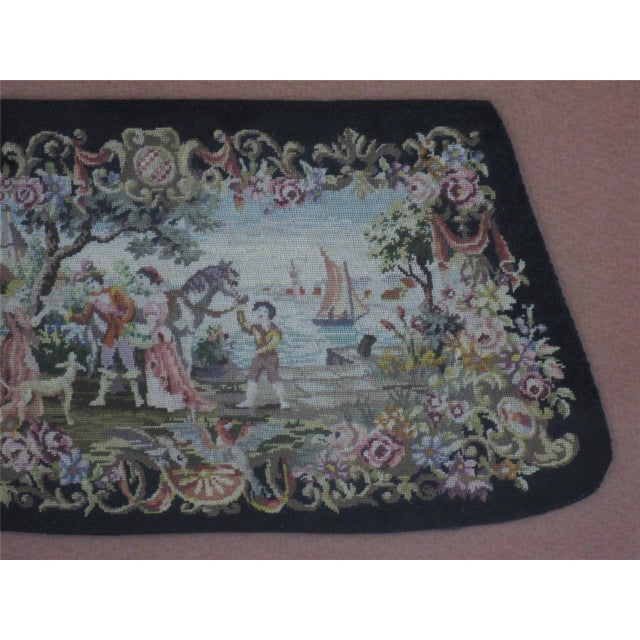 Textile Mid 19th Century Needlepoint Tapestry Sleave Cuff Clothing Hand Embroidered Antique Gold Frame For Sale - Image 7 of 12