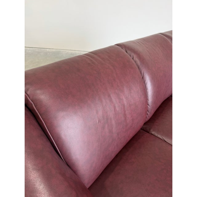 Vintage Post Modern Danish Leather 3 Seat Sofa For Sale In Tampa - Image 6 of 9