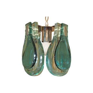 Italian Mid-Century Crystal Pendant Fixture For Sale