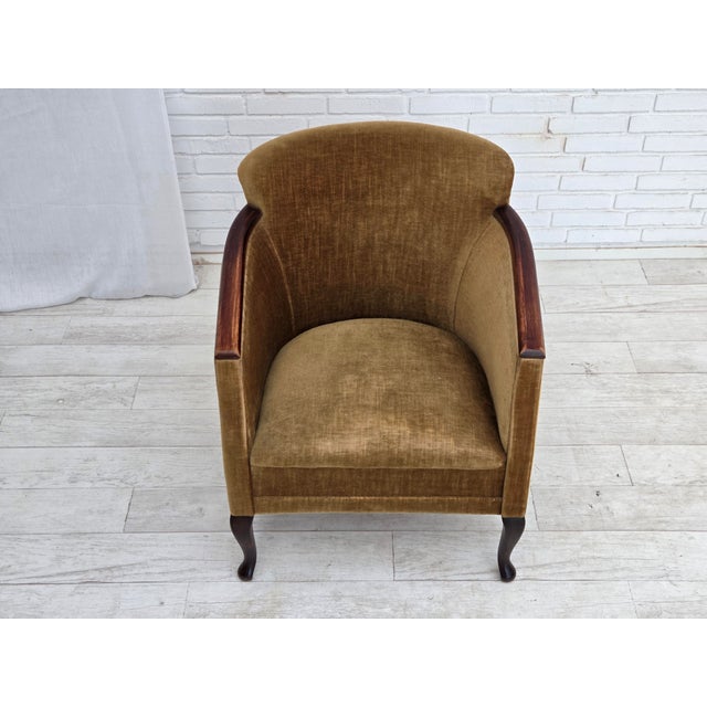 Vintage Danish Armchair in Furniture Velour and Ash, 1950s For Sale - Image 16 of 18