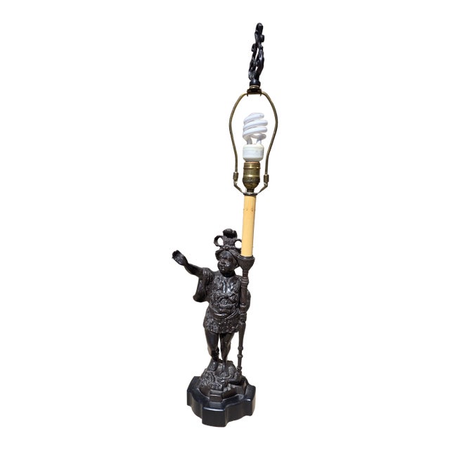Figural Bronze Patinated Lamp For Sale