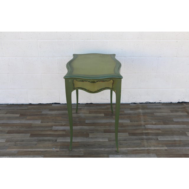 1950s French Provincial Hand-Painted Writing Table / Vanity Desk For Sale - Image 14 of 18