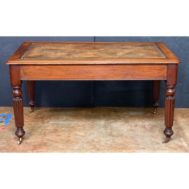 William IV Writing Table or Desk of Mahogany With Inset Leather Top From England For Sale - Image 10 of 11
