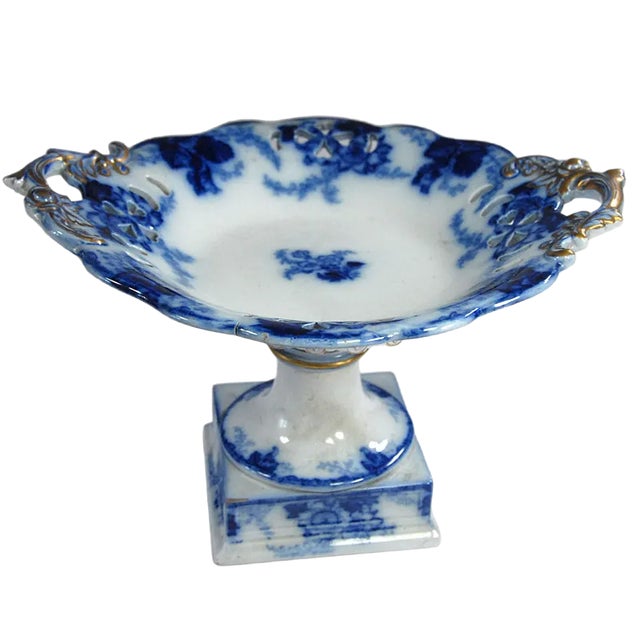 Antique White & Blue Centerpiece, 19th Century For Sale