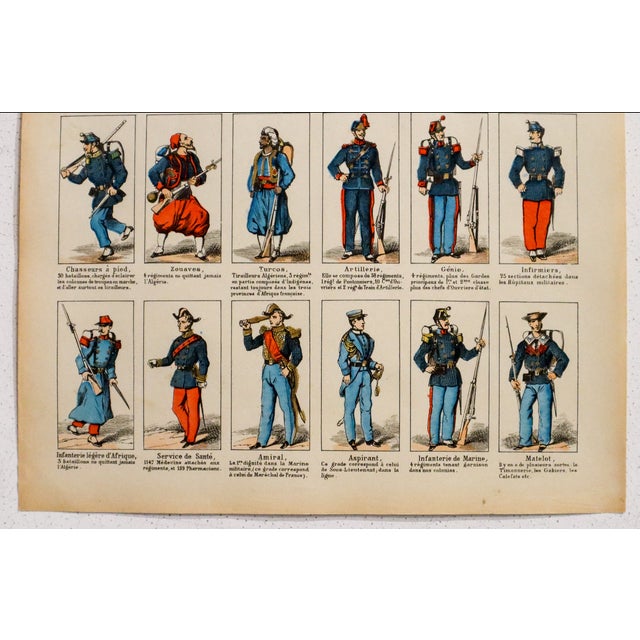 French 1880s - 1890s French Military Print - Imagerie d'Épinal #105 - Uniformes d'Infanterie For Sale - Image 3 of 3