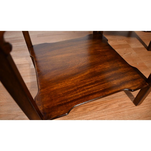 1930s Pair of English Regency Mahogany Green Leather Top Accent Side Tables For Sale - Image 12 of 18