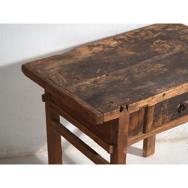 Brown Antique Elm Console Table, 1900s For Sale - Image 8 of 13