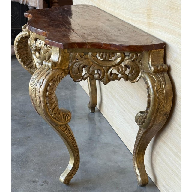 Italian Faux Marbleized Gilt Acanthus and Berry Console, Circa 1820 For Sale - Image 9 of 18